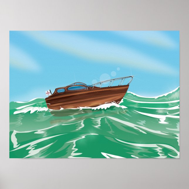Poster Barco de corrida clássico (Frente)