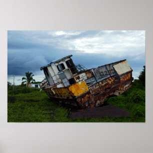 Poster Barco de Pesca Enferrujado e Aposentado