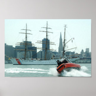 Poster Barco de Resposta de Guarda Costeira e Águia de Co