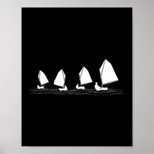 Poster Barco de Vela Laser Optimist Corrida Vela Las