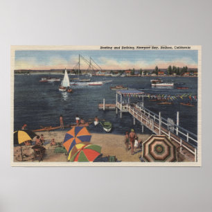 Poster Barco e natação na baía de Newport