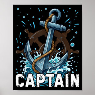 Poster Barco eu sou o capitão verão âncora náutica engraç
