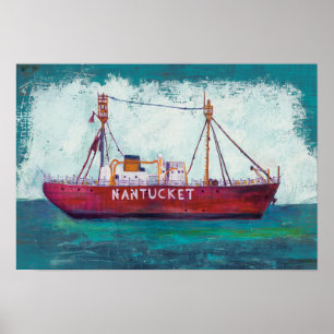 Póster Barco-farol litoral da arte   Nantucket