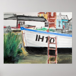 Poster Barco na Costa de Aldeburgh