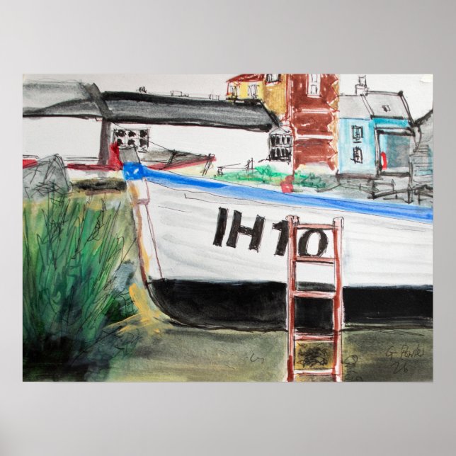 Poster Barco na Costa de Aldeburgh (Frente)