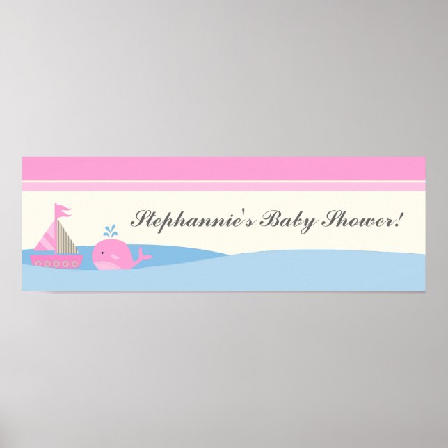 Póster Barco Náutico Rosa Personalizado Banner de 22,5"x7 (Frente)