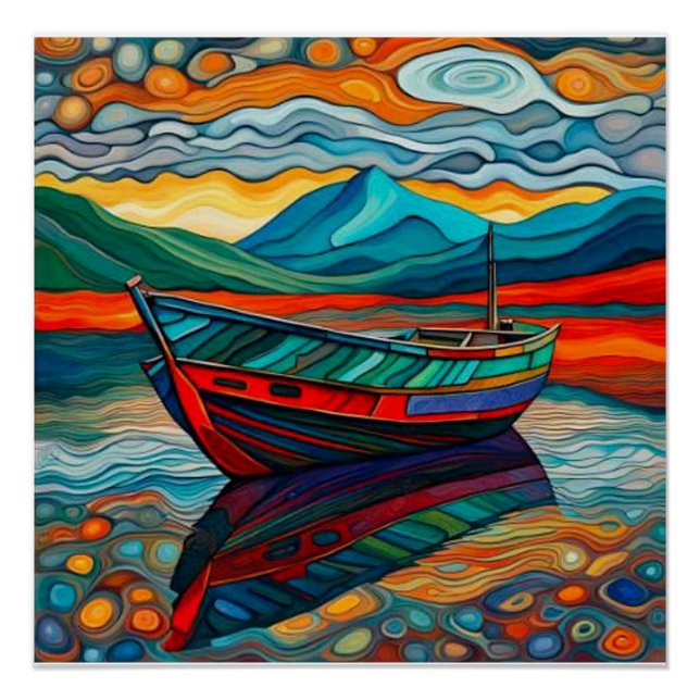 Póster Barco no Fjord 2 (Frente)