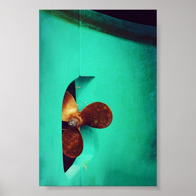 Poster Barco Propulsor do Navio: Teal Náutico (Frente)