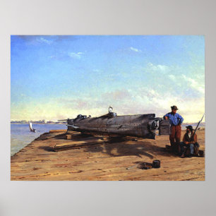 Poster Barco Torpedeiro Submarino HL Hunley C Chapman 186