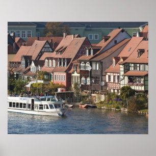 Póster Barco turístico em Little Venice e Rio Regnitz
