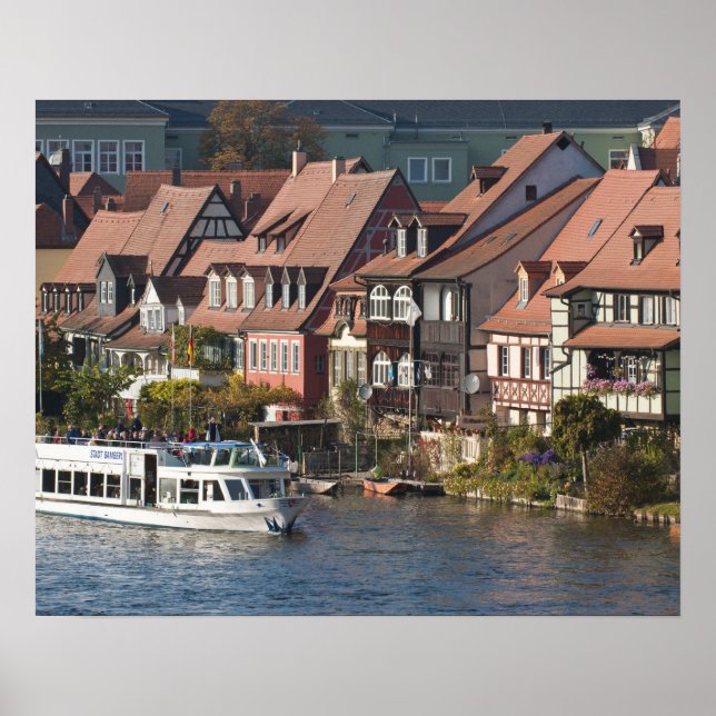 Póster Barco turístico em Little Venice e Rio Regnitz (Frente)