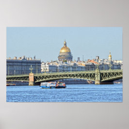 Poster Barco Turístico, Rio Neva, São Petersburgo, Rússia
