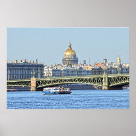 Poster Barco Turístico, Rio Neva, São Petersburgo, Rússia