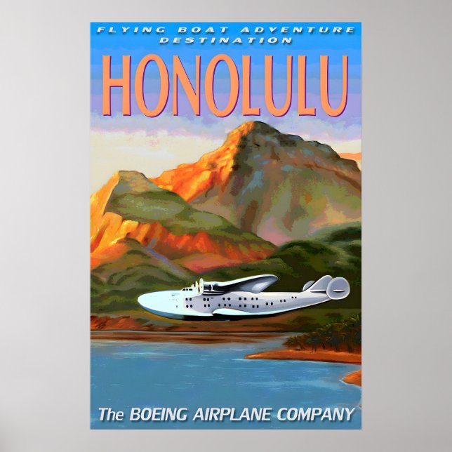 Poster Barco voador Boeing 314 Nova Viagem de Hidroavião  (Frente)