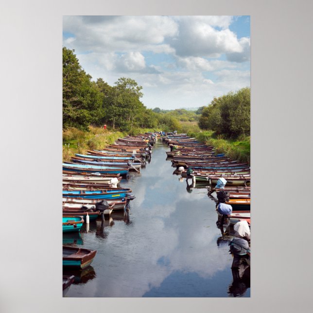Póster barcos a remos amarrados no castelo de rosas em ki (Frente)