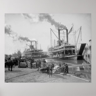Poster Barcos a vapor em Vicksburg, 1910. Foto do vintage
