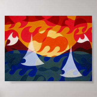 Póster Barcos à vela e Montanhas