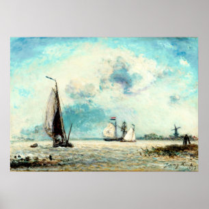 Poster Barcos à vela na mira de Johan Jongkind