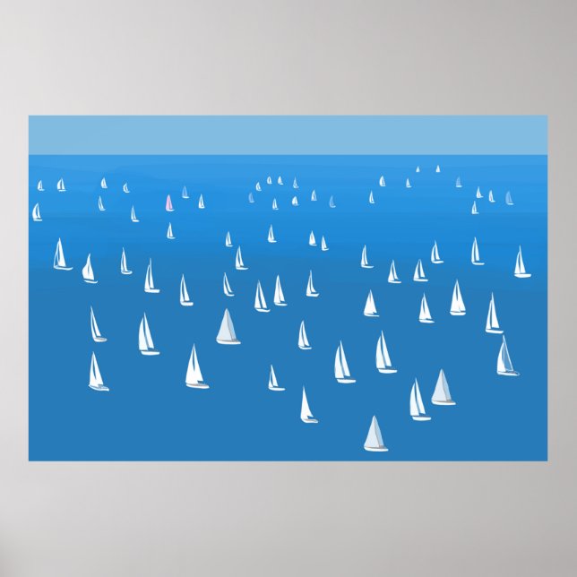 Poster Barcos à vela no mar azul profundo - Barcos à vela (Frente)