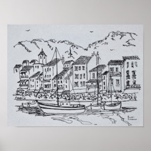 Poster Barcos à vela no porto Cassis, França