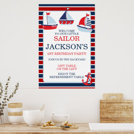 Poster Barcos à Vela Vermelhos e Azuis Marítimos para Men