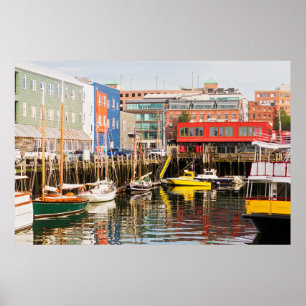 Poster Barcos Atracados Portland, Maine