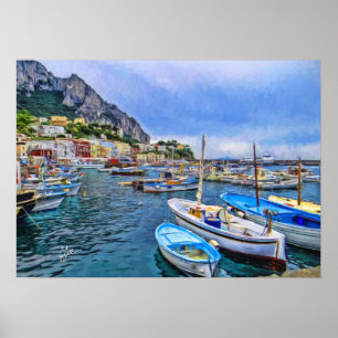 Poster Barcos da arte italiana da foto de Capri