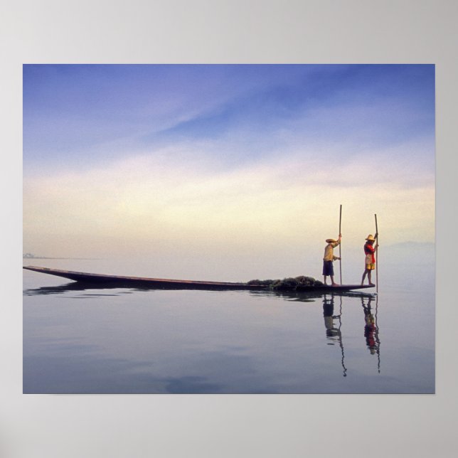 Póster Barcos de pesca da Ásia, Birmânia (Myanmar) reflet (Frente)