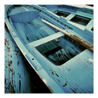 Barcos De Pesca De Madeira Rústica Pintada De Azul