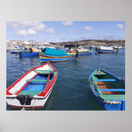 Poster Barcos de pesca de Malta no porto de Marsaxlokk
