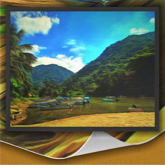 Poster Barcos de Pesca do Rio Mismaloya 0344 Art Impressã (Criador carregado)