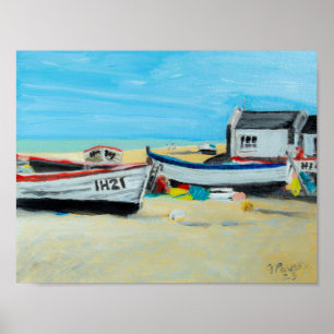 Poster Barcos de Pesca e Cabines de Praia de Aldeburgh