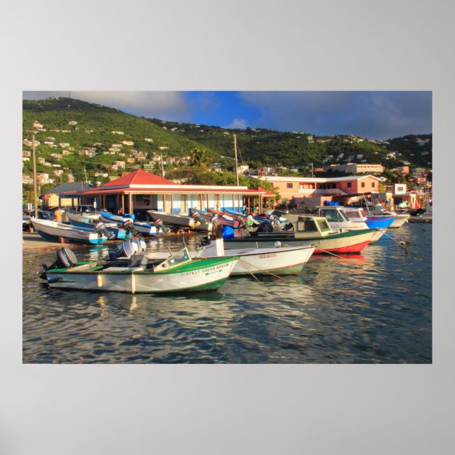 Poster Barcos de pesca na cidade francesa, Rua Thomas USV (Frente)