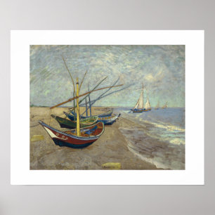 Poster Barcos de pesca na praia em Saintes-Maries -1888