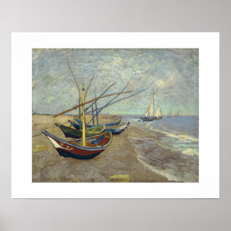 Poster Barcos de pesca na praia em Saintes-Maries -1888