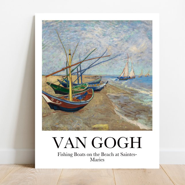 Poster Barcos de pesca na praia por Vincent van Gogh (Van Gogh's Sun-Kissed Seascape: "Fishing Boats." Vivid colors, museum-quality)