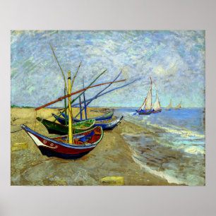 Poster Barcos de pesca na praia Vincent Van Gogh Impress