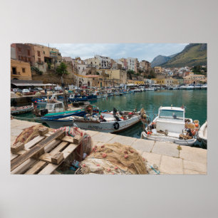 Poster Barcos de pesca no porto de Castellammare del Golf