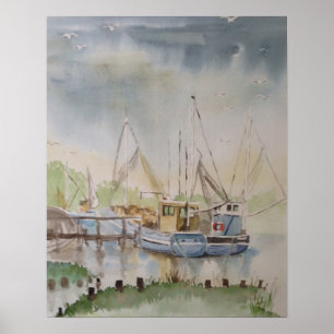 Póster Barcos de Pesca no Porto de Rye East Sussex Inglat