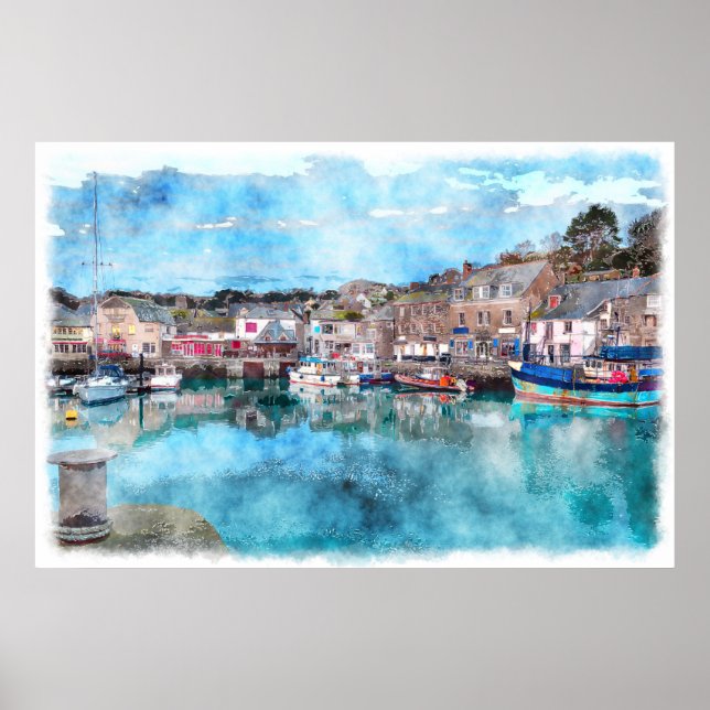 Poster Barcos de Pesca - Padstow Harbour, Cornwall, Reino (Frente)