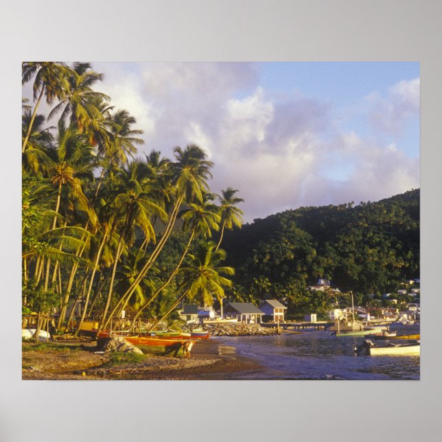 Poster Barcos de pesca, Soufriere, St Lucia, Caribe (Frente)