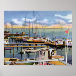 Póster Barcos do camarão de Biloxi Mississippi