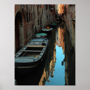 Póster Barcos do Canal Water Venice Itália Edifícios