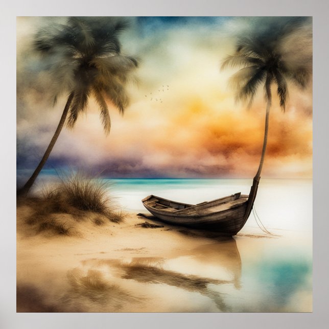 Poster Barcos e Praias - 4 (Frente)