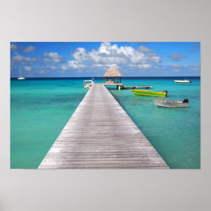 Poster Barcos em um molhe no Pacífico