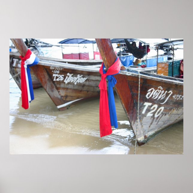 Poster Barcos Na Praia | Ilhas Phi, Tailândia (Frente)