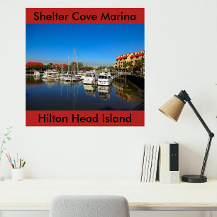 Póster Barcos na Shelter Cove Marina Hilton Head Island S