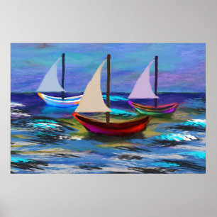 Poster Barcos no mar pendurados tapeçarias