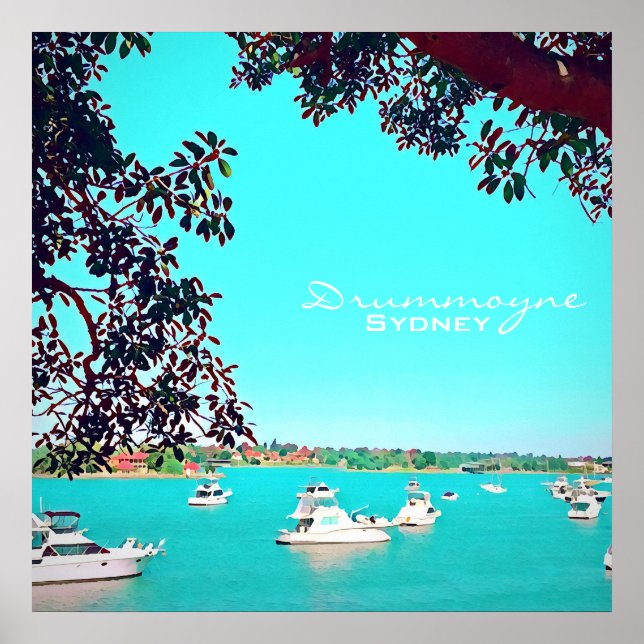 Poster Barcos no porto Drummoyne Sydney viagem (Frente)