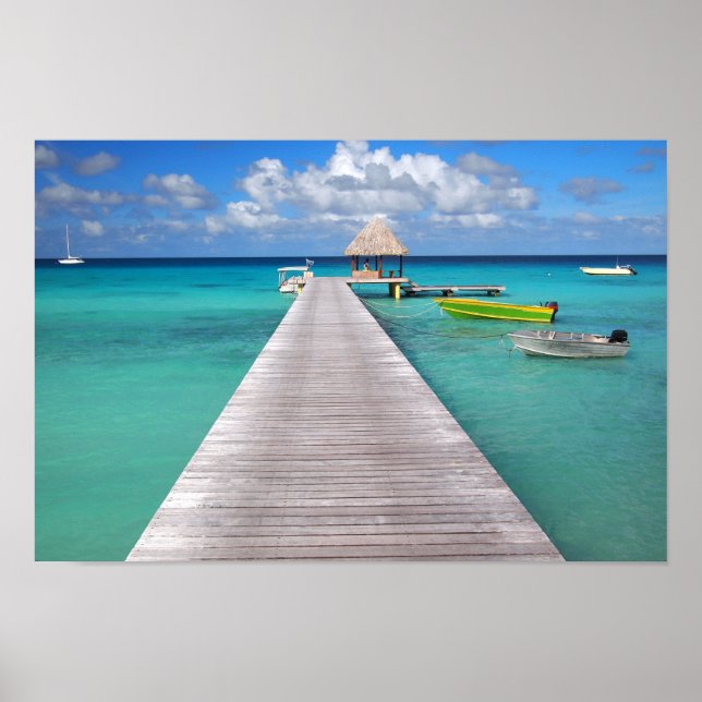 Poster Barcos num jato no Pacífico (Frente)